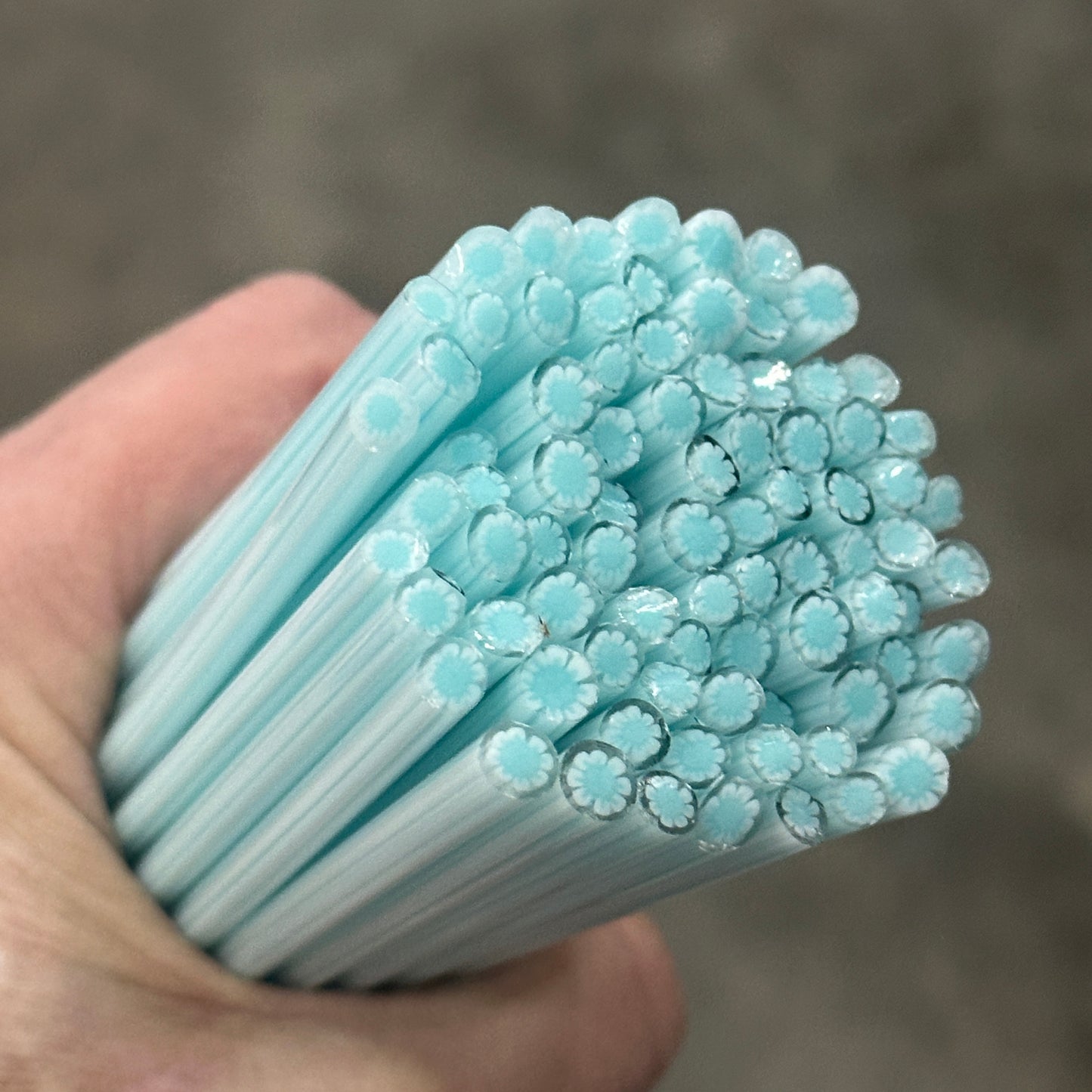 Tiny Aqua Daisies 1oz coe 90 Flower Murrini TINY RODS (NOON)