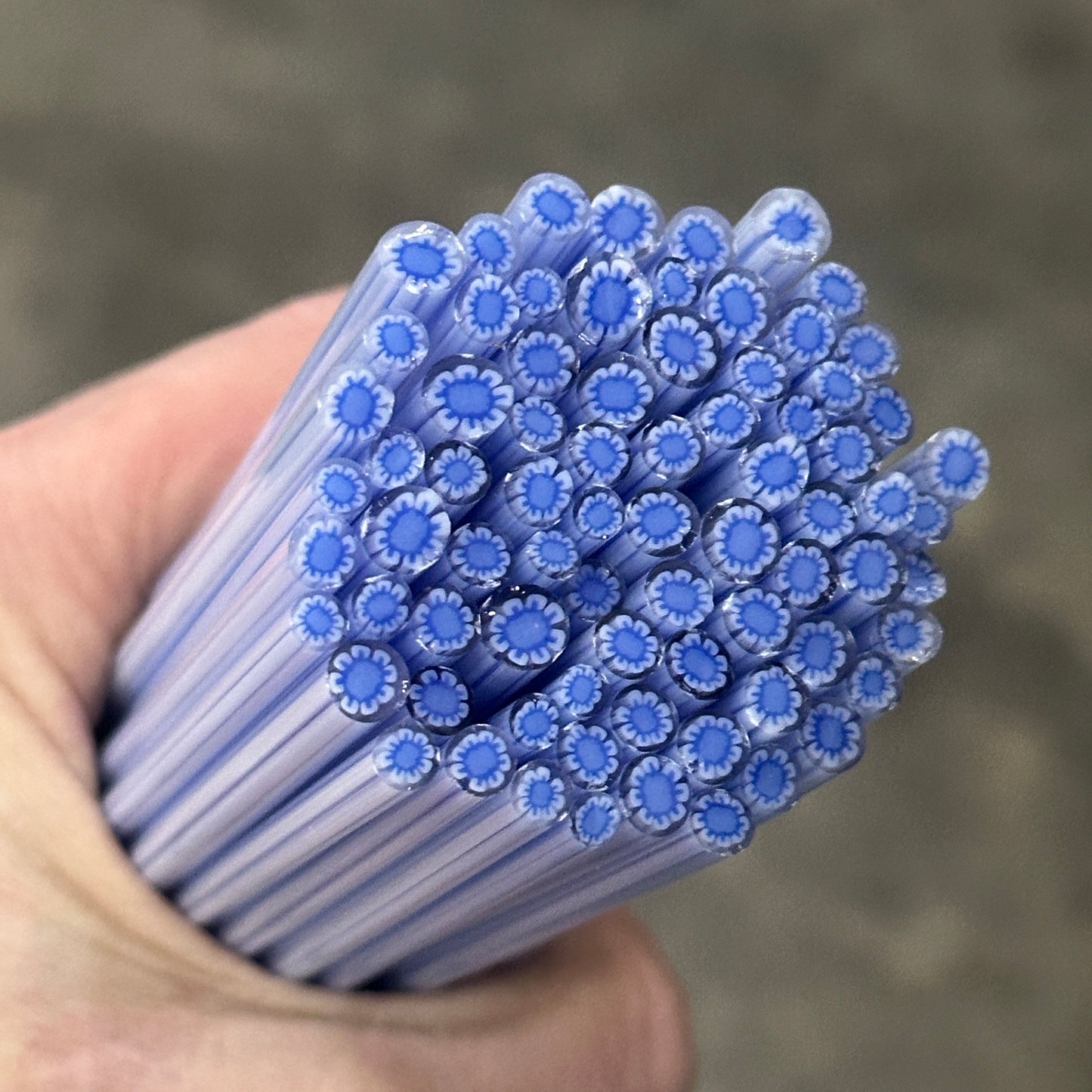 Tiny Blue Daisies 1oz coe 90 Flower Murrini TINY RODS (NOON)