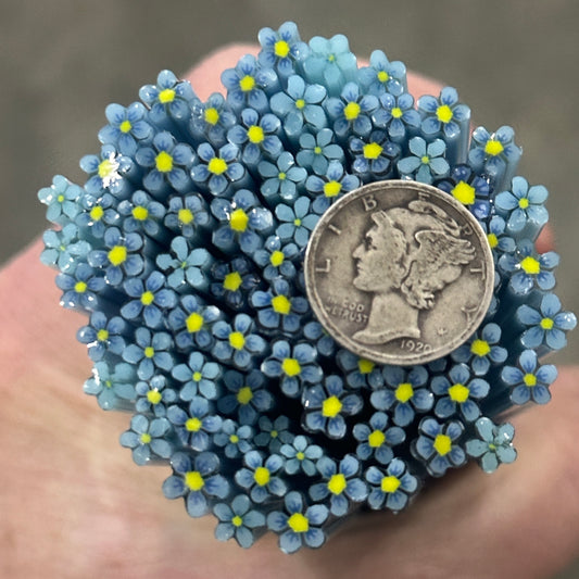 Tiny Blue Wildflowers 1oz coe 90 Flower Murrini TINY RODS (FOUR)