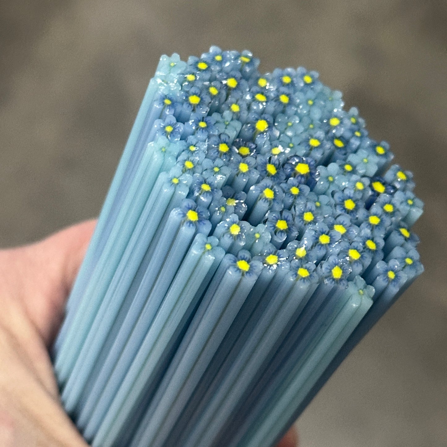 Tiny Blue Wildflowers 1oz coe 90 Flower Murrini TINY RODS (FOUR)