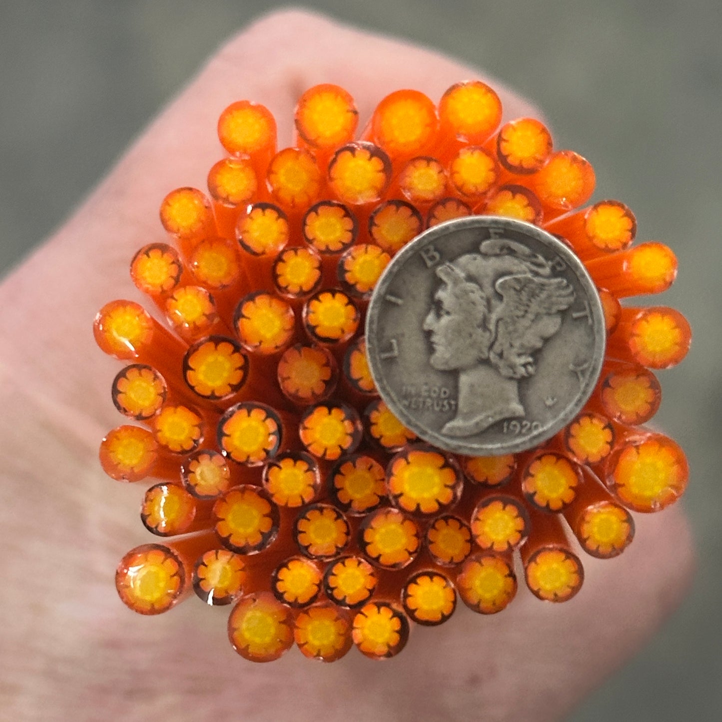 Tiny Mabel Flowers 1oz coe 90 Flower Murrini TINY RODS (NOON)