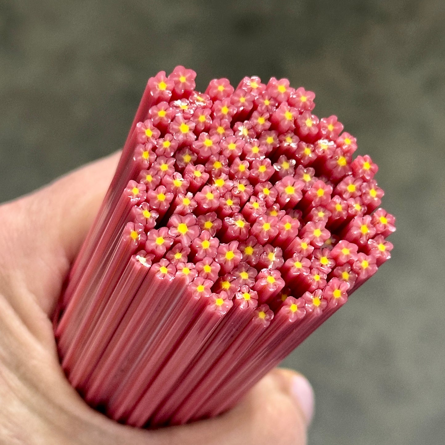 TINY Pink Fire 1oz coe 90 Flower Murrini TINY RODS