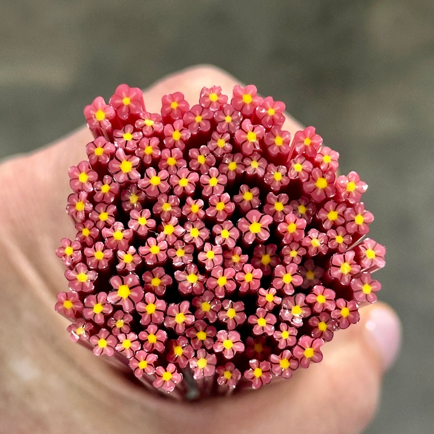 TINY Pink Fire 1oz coe 90 Flower Murrini TINY RODS
