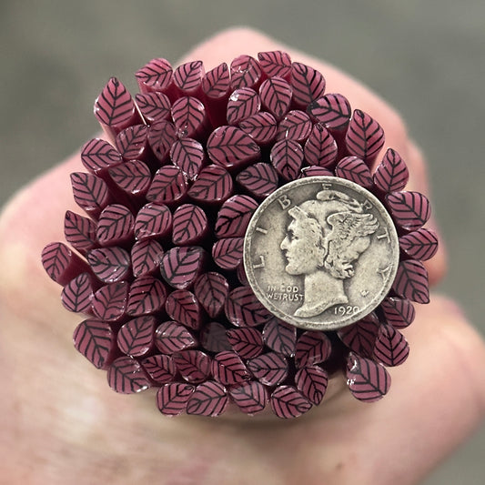 Tiny Pink Leaves 1oz coe 90 Leaf Murrini TINY RODS (NOON)