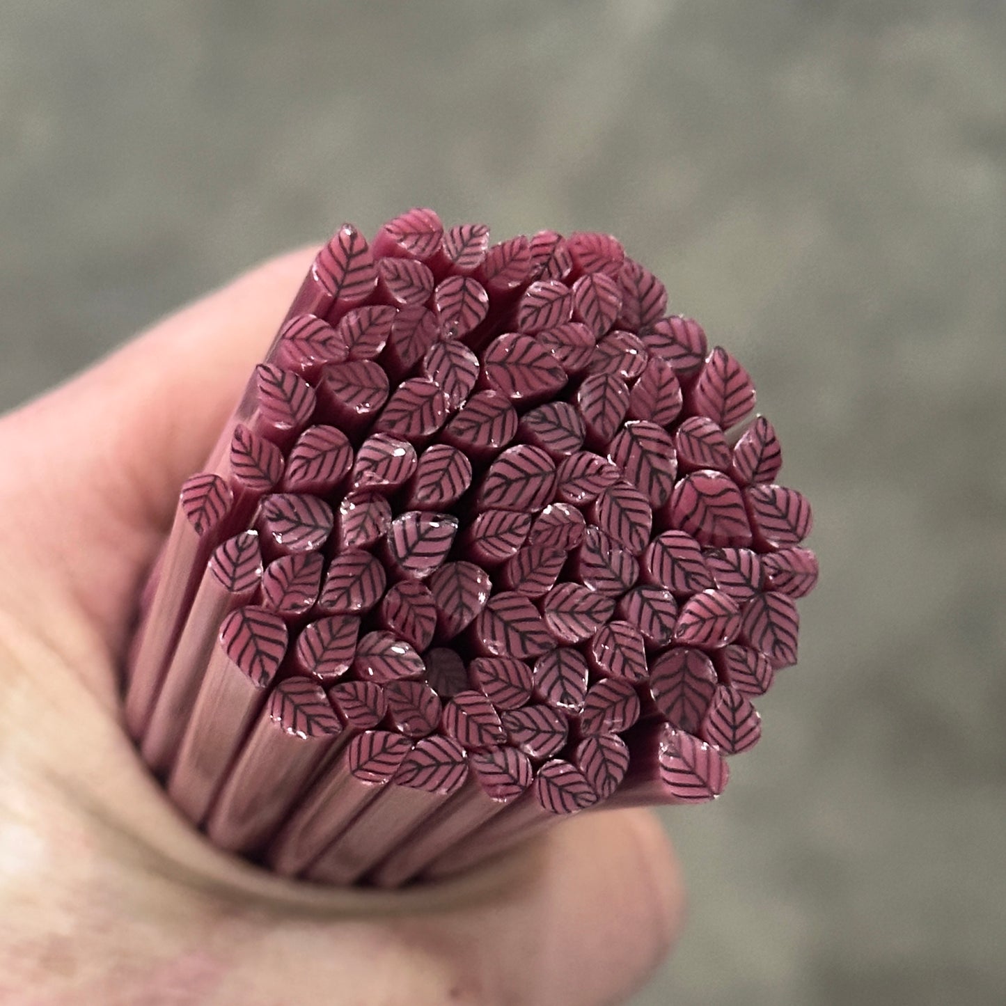 Tiny Pink Leaves 1oz coe 90 Leaf Murrini TINY RODS (NOON)