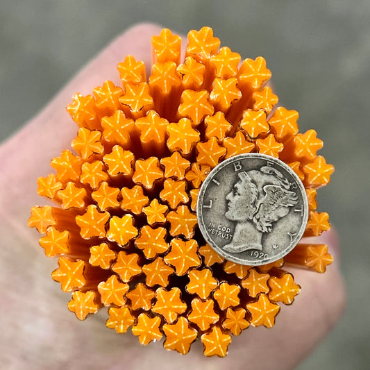 Tiny Orange STARFISH 1oz coe 90 Design Murrini TINY RODS (NOON)