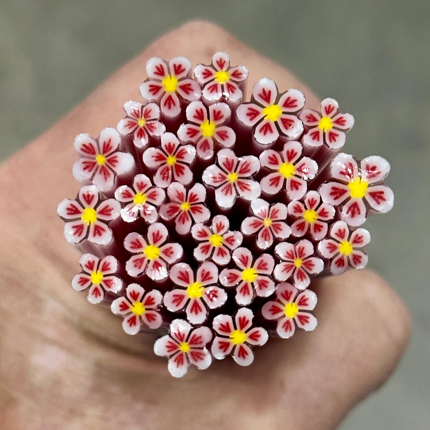 Touch of Red coe 90 Flower Murrini SINGLE ROD