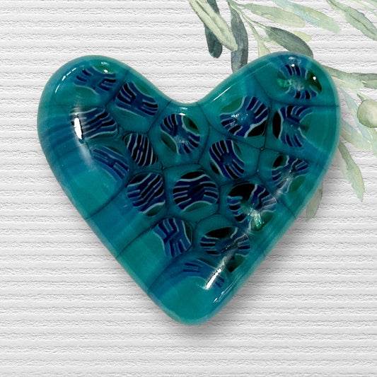 Fused Glass Heart ~ Turks and Caicos