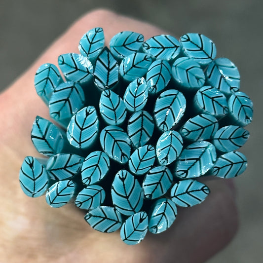 Turquoise Leaves coe 90 Leaf Murrini MIX & MATCH ITEM