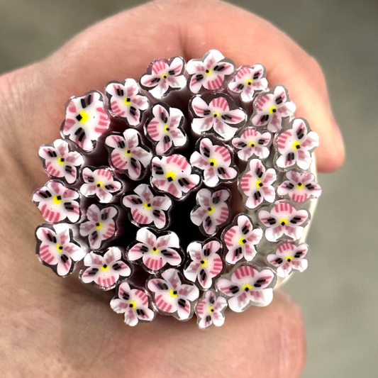 White Pansy coe 90 Flower Murrini SINGLE ROD