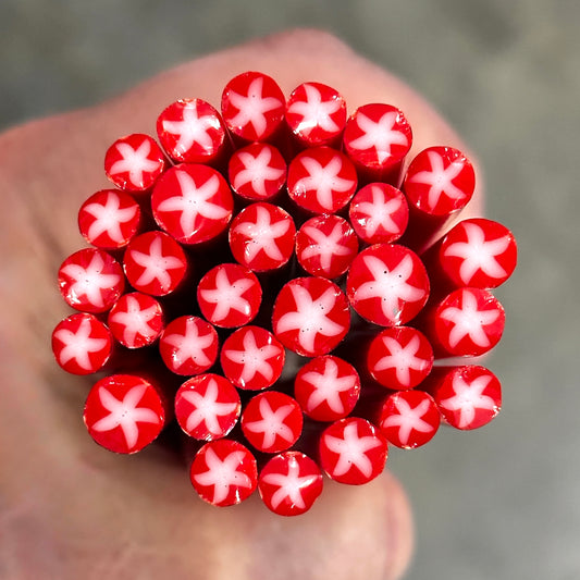 White and Red Stars coe 90 Design Murrini MIX & MATCH ITEM