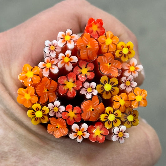 Yellow and Orange Flower Mix 1oz coe 90 Murrini